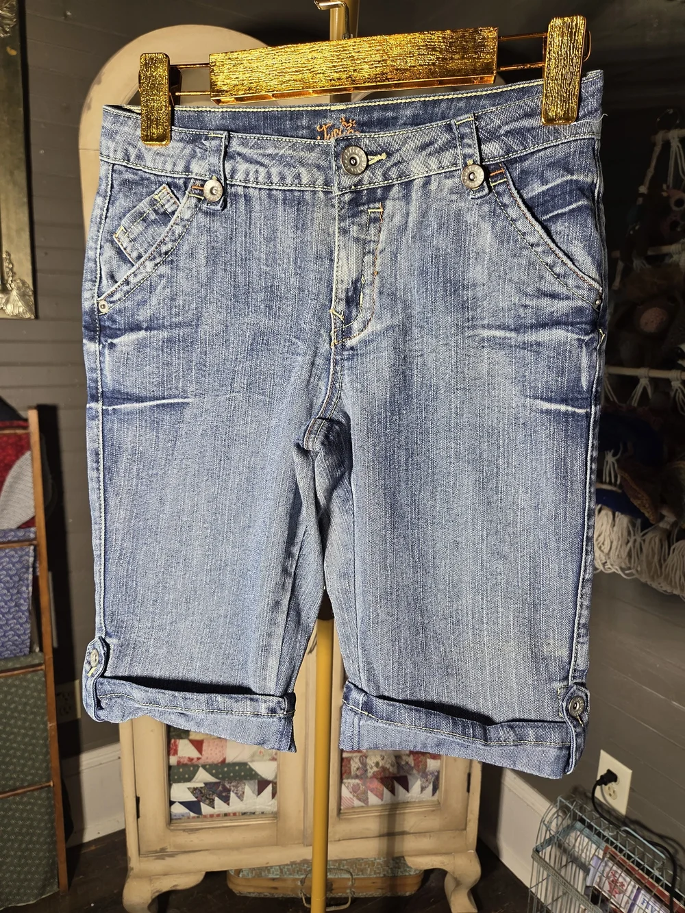 Justice Light Blue Denim Roll-Cuff Girls' Shorts
